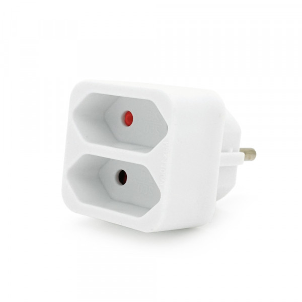 Розетка двійник без заземлення SQ-ZDB01/2, 2x2.5A(10A) 250V~Max, 1100W, White, 2Р, Q200