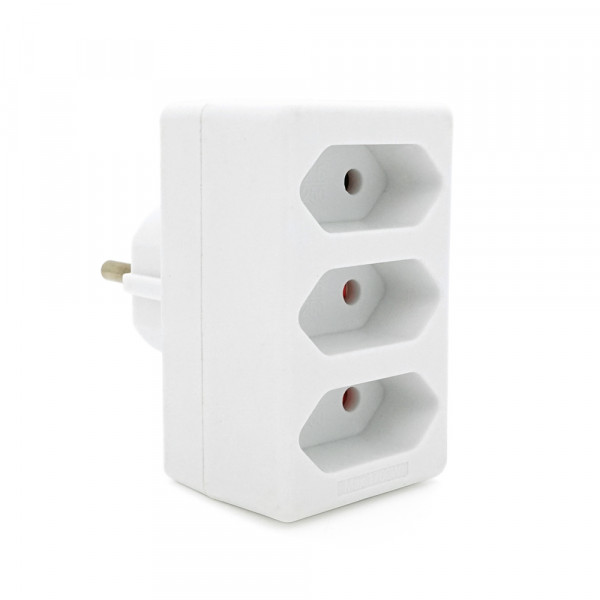 Розетка трійник без заземлення SQ-ZDB01/3, 3x2.5A(10A) 250V~Max, 1700W, White, 2Р, Q100