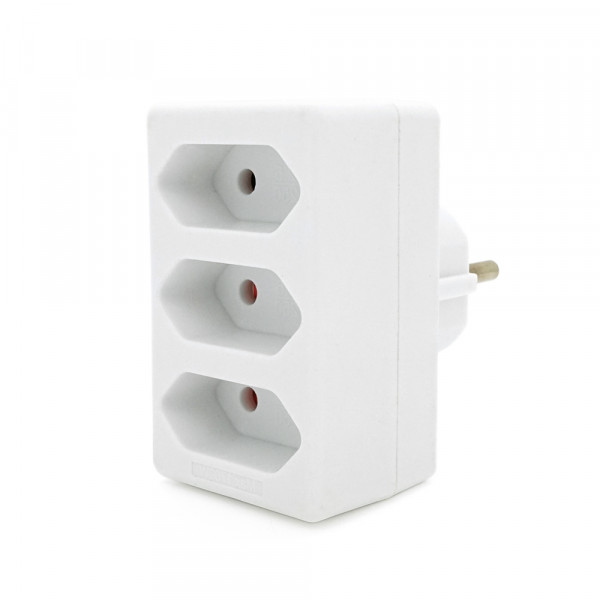 Розетка трійник без заземлення SQ-ZDB01/3, 3x2.5A(10A) 250V~Max, 1700W, White, 2Р, Q100