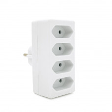 Розетка 4-х місна без заземлення SQ-ZDB01/4, 4x2.5A(10A) 250V~Max, 2300W, White, 2Р, Q100