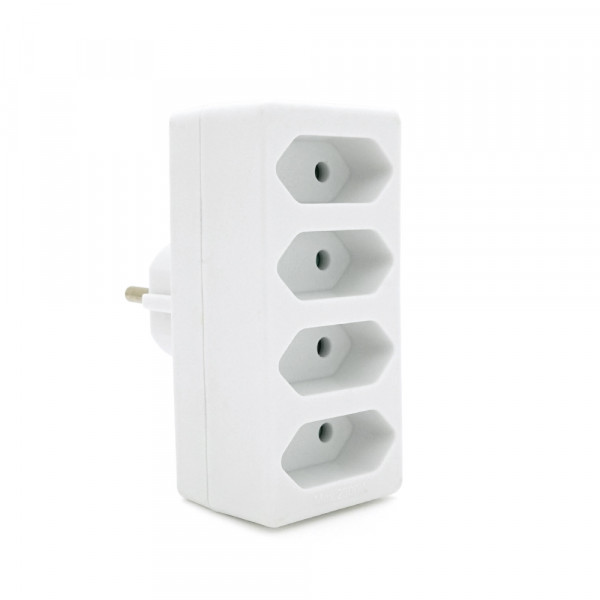 Розетка 4-х місна без заземлення SQ-ZDB01/4, 4x2.5A(10A) 250V~Max, 2300W, White, 2Р, Q100