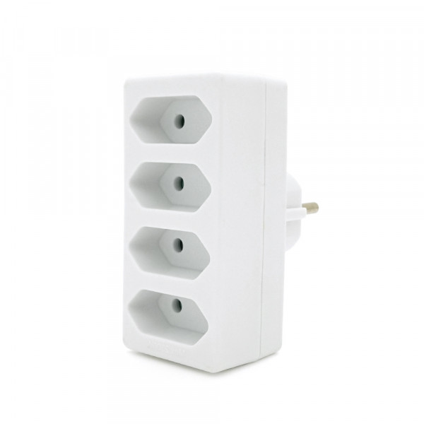 Розетка 4-х місна без заземлення SQ-ZDB01/4, 4x2.5A(10A) 250V~Max, 2300W, White, 2Р, Q100