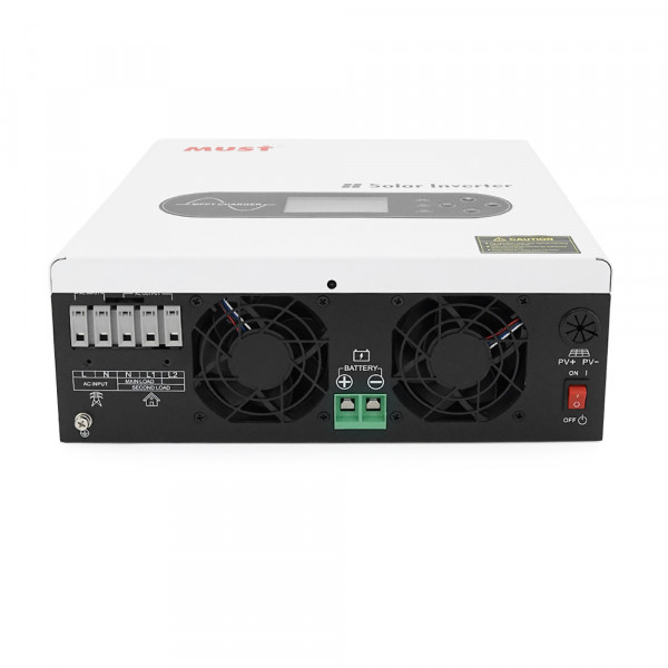 Гібридний інвертор MUST PV18-2012ECO, 2000W, 12V, струм заряду 80A, 170-280V, MPPT (80А, 30-320 Vdc), 290х367х111 мм. 6 кг.