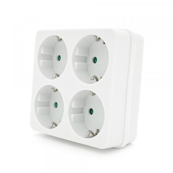 Розетка 4-х місна із заземленням SQ-RB-01/04A, 4x16A 250V~Max, 3500W, White, Q100