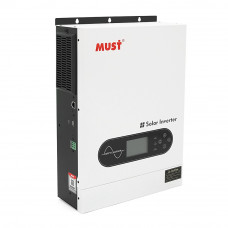 Гібридний інвертор MUST PV18-3624ECO, 3600W, 24V, струм заряду 60A, 170-280V, MPPT (100А, 30-320 Vdc), 318×454×122.5 мм. 7.8 кг.