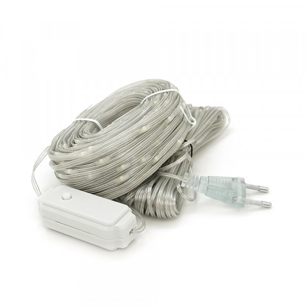 Гірлянди 400LED (Діод) White Hot, 1 режим, 50 метрів, прозора ізоляція, BOX