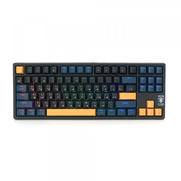 Клавіатура механічна USB JEDEL WKL-102, довжина кабелю 170см , RGB підсвічування, (Eng/Укр/Рус), (385х160х50 мм), Black/Blue, 88к, Q10