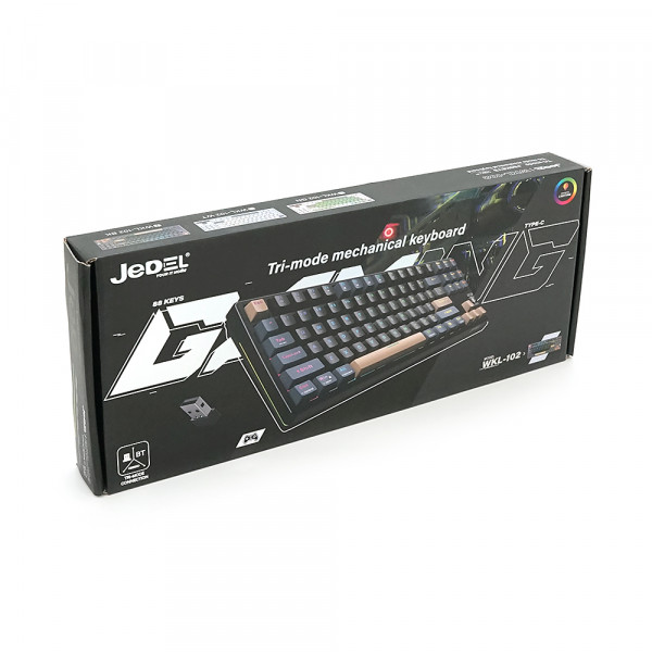 Клавіатура механічна USB JEDEL WKL-102, довжина кабелю 170см , RGB підсвічування, (Eng/Укр/Рус), (385х160х50 мм), Black/Blue, 88к, Q10