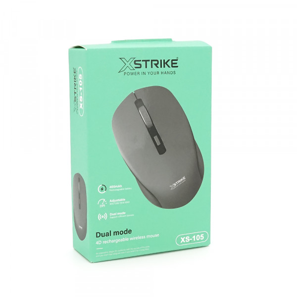 Миша бездротова XSTRIKE XS-105, 800/1600/2400DPI, 2.4GHZ, акумулятор 400mAh, Black, Box