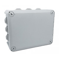Коробка розподільна герметична/зовнішня 190х150х75мм; IP66 пластик; (РР) 10 гермовводів; біла/сіра