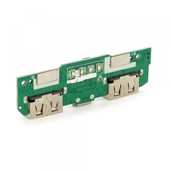 Плата для павербанку, 10000 mAh, Input: Micro-USB - 5V/2A, Out: 2xUSB-A - 5V/1A, 5V/2.1A