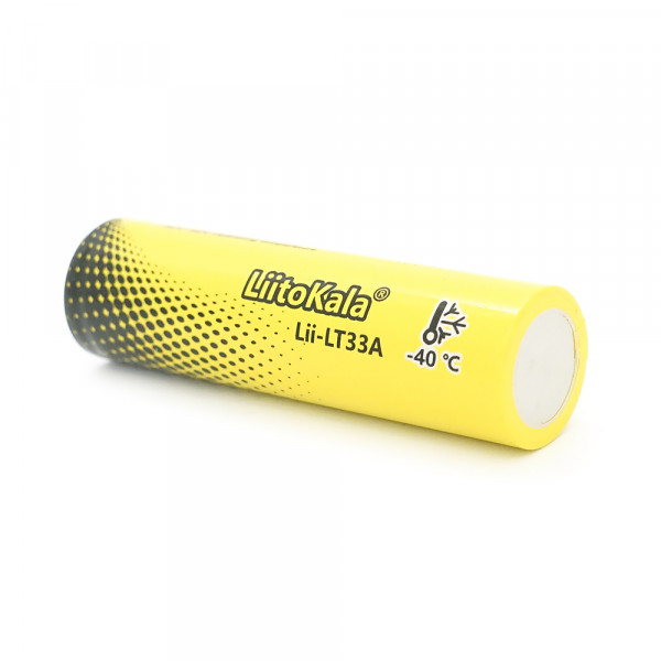 Акумулятор 18650 Li-Ion LiitoKala LT33A, 3300mAh, 3.7V (2.5-4.2V), 18.3*64.8mm, LowTemp-40-60℃, Black/Yellow