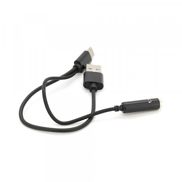 Перехідник 2 в 1 KY-139 Type-C(M) =>Jack 3.5mm(F)+USB, 5см, Black, Box