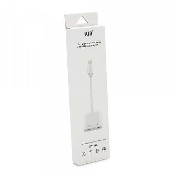Перехідник KIN KY-160 Lighting(M) 2*Type(F), White, Box