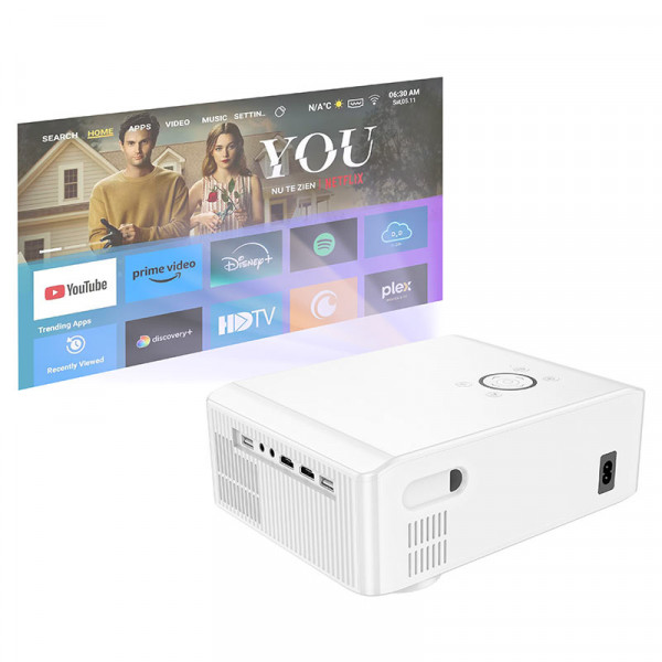 Проектор Hoco DT3, Android, 1080p, 370ANSI, Wi-Fi 2.4+5G, White, Box