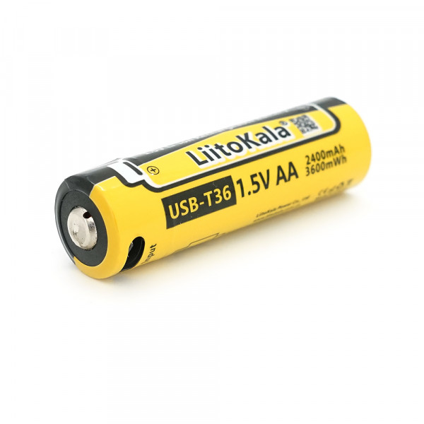 Аккумулятор LiitoKala USB-T36 1.5V/AA 1.5V AA 2400mAh/3600mWh, Li-ion Rechargeable Battery, Type-C, Charging current: 300mAh, цена за 1шт