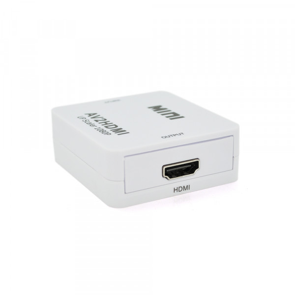 Конвертер Mini, AV to HDMI, ВХІД 3RCA(мама) на ВИХІД HDMI(мама), 720P/1080P, White, BOX