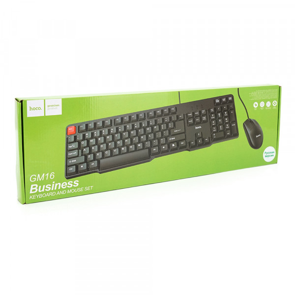 Комплект провідний KB+Mouse HOCO GM16, USB, (Eng / Pyc), Box