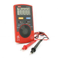 Мультиметр UNI-T UT120A. Вимірювання: V (AC/DC), Ω, Hz, DUTY. Функції: Hold, REL, продзвонювання, тест діодів, авто-діапазон. 110x58.2x10.8 мм. 76 г