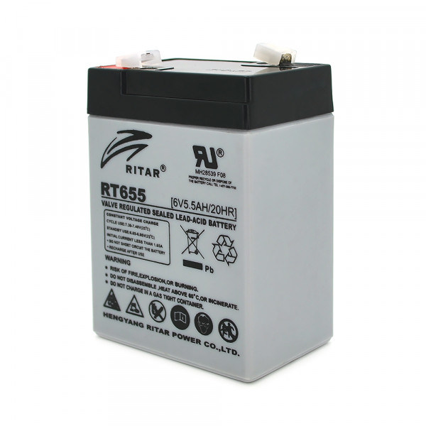 Акумуляторна батарея AGM RITAR RT655, Gray Case, 6V 5.5Ah (70х47х99 (105)) Q20
