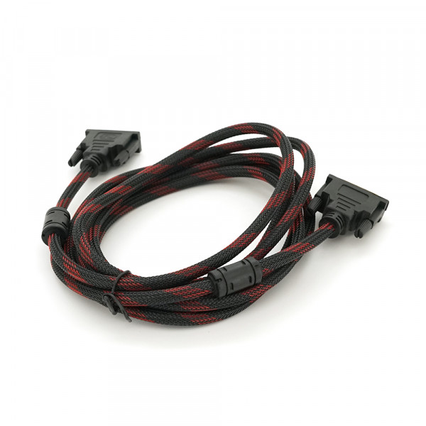 Кабель Merlion Dvi-Dvi 3.0m, 2 ФЕРИТ, обплетення, Black / Red, 24 / 24pin, (Пакет) Q100