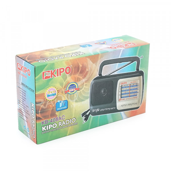 Радіоприймач KIPO KB-408, FM радіо, AUX, корпус пластмас, Black, BOX
