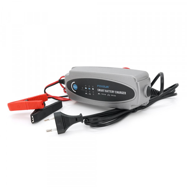 Автоматичне ЗУ  для акумулятора Foxsur FBC1236 6V/12V, 100-240V, 0,2-10A, клем (AGM/GEL/Lead)