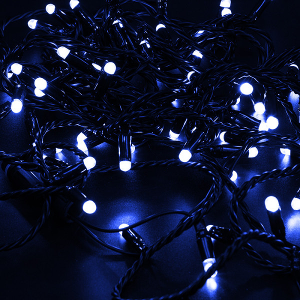 Гірлянда 200LED (Діод) Blue, 20 метрів, вилка, що підлягає, чорна ізоляція. без блоку живлення