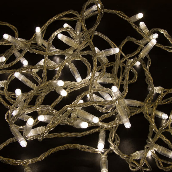 Гірлянда 600LED (Діод) White Hot, 100 метрів, 8 режимів, прозора ізоляція