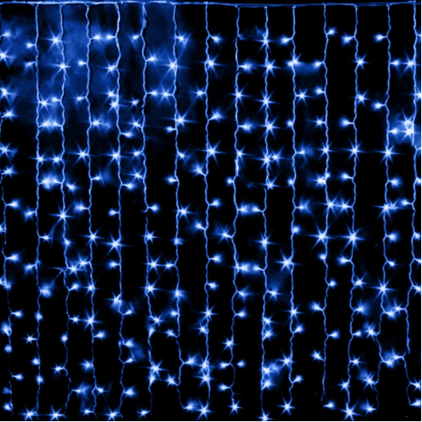 Гірлянда 120LED Штора Blue, мідний провід, 5 x 0,8 метра, прозора ізоляція, BOX