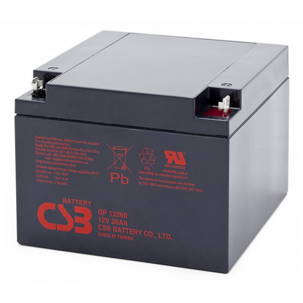 Акумуляторна батарея CSB GP12260, 12V 26Ah (166х175х125 мм), Q2/72 (В'ЄТНАМ)