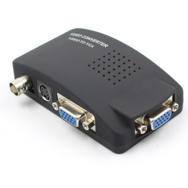 Конвертер VGA to BNC, IN-BNC (тато) на OUT-VGA(мама), Black, Пакет Q25