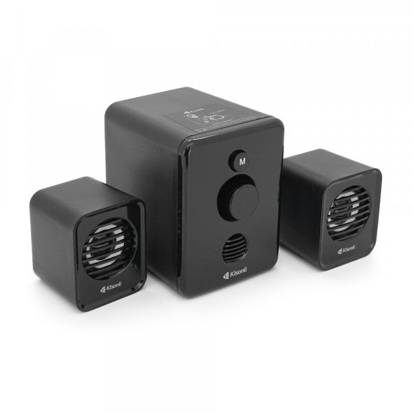 Колонки Kisonli U-3000BT, 5W+2x3W, USB/TF/BT/FM/AUX, с сабвуфером, DC: 5V, Black, BOX, Q40