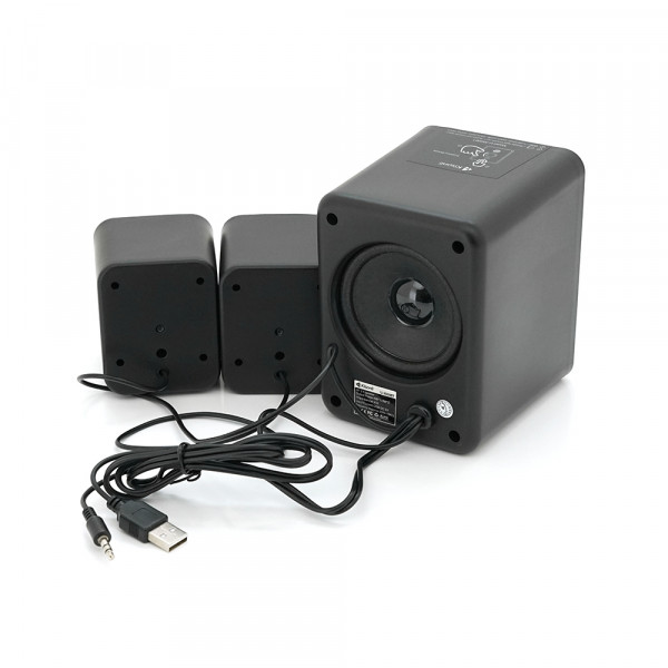 Колонки Kisonli U-3000BT, 5W+2x3W, USB/TF/BT/FM/AUX, с сабвуфером, DC: 5V, Black, BOX, Q40
