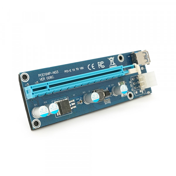 Плата PCE164P-N03 (VER006C) Riser PCI-EX, x1=>x16, USB 3.0, DC12V(PCI-E/6pin), конденсатори 270, VER006C,Пакет