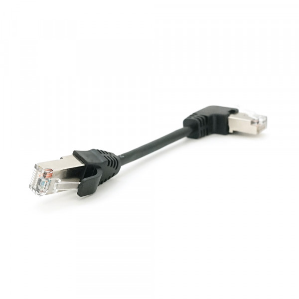 Патч-корд литий UTP, RJ45(прямий/кутовий), неекранований, UTP5e 0.13m,patch D=4.9mm AWG26 1x90°  CU,чорний, Q200