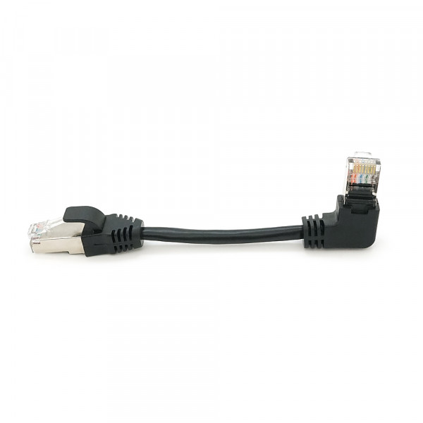 Патч-корд литий UTP, RJ45(прямий/кутовий), неекранований, UTP5e 0.13m,patch D=4.9mm AWG26 1x90°  CU,чорний, Q200