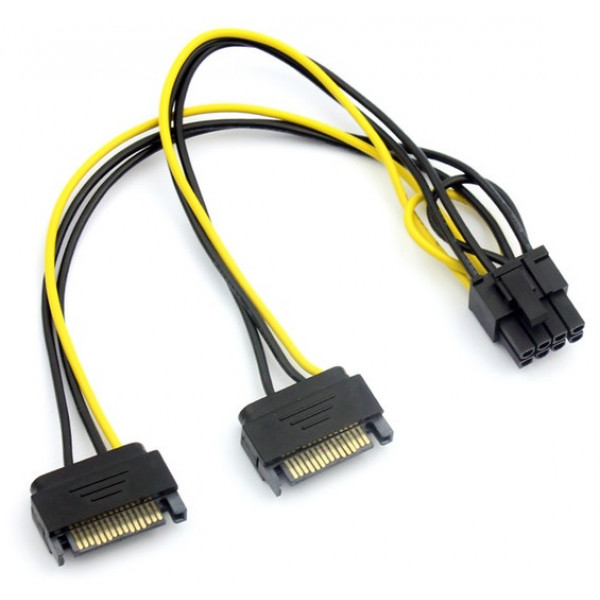 Кабель-перехідник для живлення відеокарти SATA + SATA -> 8P, OEM Q50
