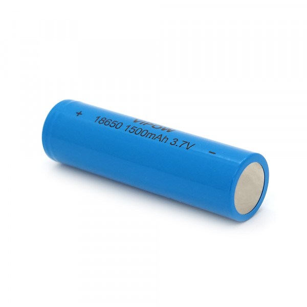 Акумулятор 18650 Li-Ion Vipow ICR18650 TipTop, 1500mAh, 3.7V, Blue Q50/500