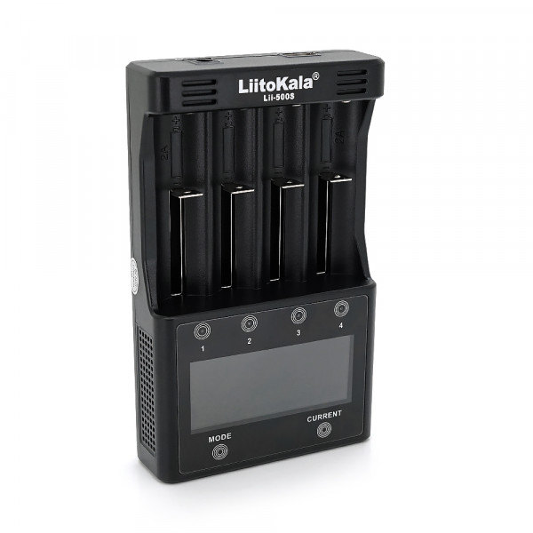 ЗУ універсальне Liitokala Lii-500S, СЗУ+АЗУ, 4 канали, LCD дисплей, підтримує Li-ion, Ni-MH та Ni-Cd AA (R6), ААA (R03), AAAA, С (R14)