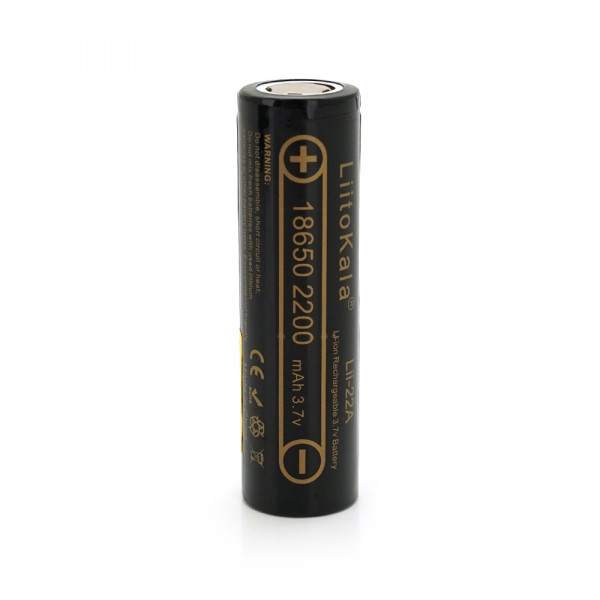 Акумулятор 18650 Li-Ion LiitoKala Lii-22A, 2200mah (2100-2300mah), 3.7V (2.75-4.2V), Black, PVC BOX Q2,  цена за 1 шт