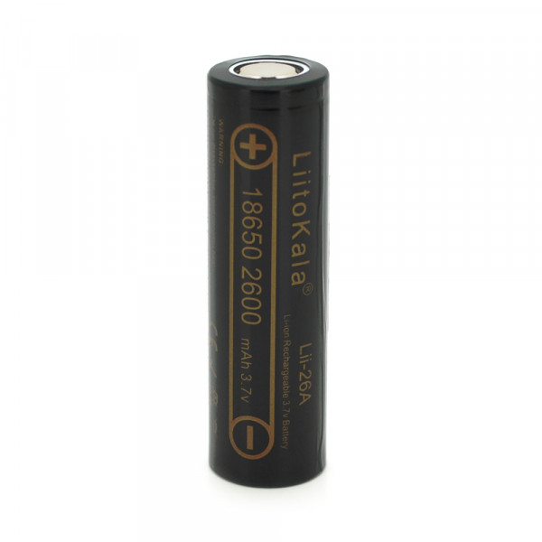 Акумулятор 18650 Li-Ion LiitoKala Lii-26A, 2600mah (2450-2650mah), 3.7V (2.75-4.2V), Black, PVC BOX Q2,  цiна за 1 шт