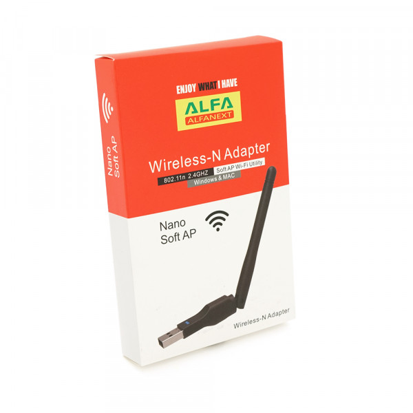 Бездротовий мережевий адаптер з антеною 10см Wi-Fi-USB LV-UW07, RT7601, 802.11bgn, 300MB, 2.4 GHz, WIN7 / XP / Vista / 2K / MAC / LINUX, Blister Q300