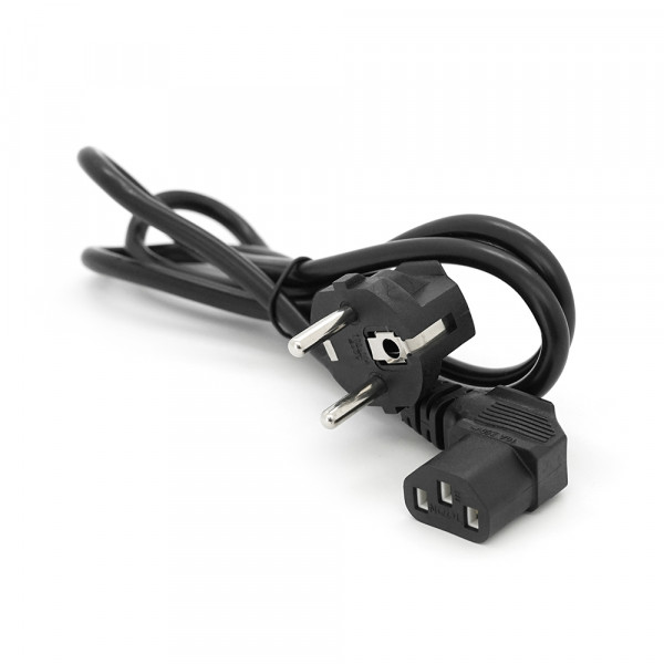 Кабель живлення Schuko кутовий PC-186A CEE7 / 7-C13, 1.2M, 0.75mm, євровилках під 90 градусів, OEM Q24/300
