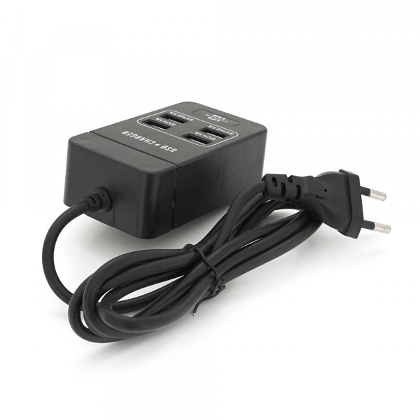Мережевий фільтр ТВ-Т05, 4 USB, 1.5 м, перетин 3х0,5мм, 2.1А, Black, Box