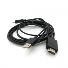 Конвертер MHL microUSB (тато) + USB (тато) => HDMI(тато) 1.8м, Black, 4K/2K, BOX