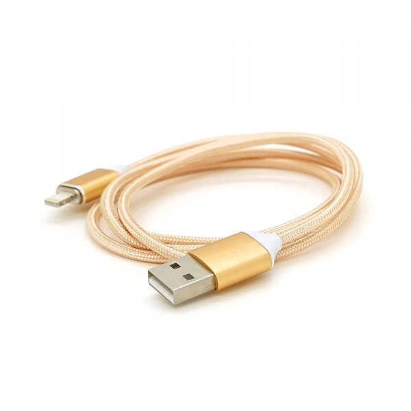 Магнітний кабель USB 2.0/Micro, 1m, 2А, індикатор заряду, тканинне обплетення, знімач, Gold, Blister ( під наконечник 8751 )
