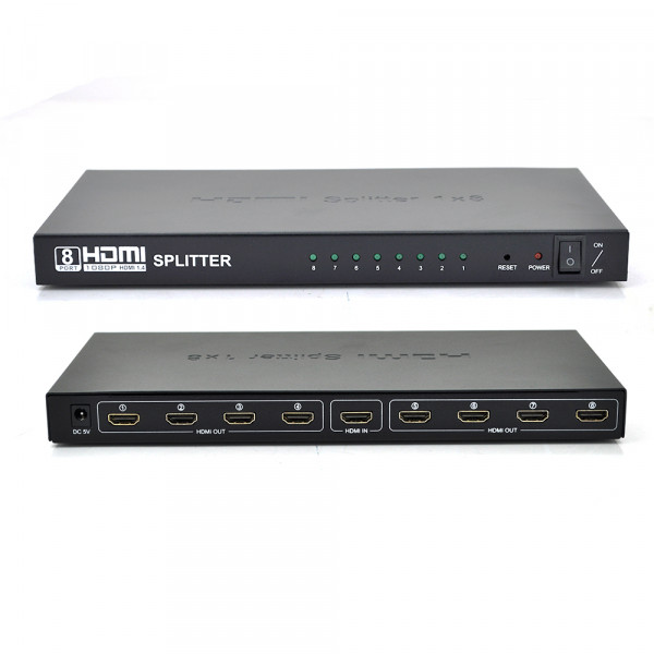 Активний HDMI спліттер 1 => 8 портів, 1080р, DC5V / 2A