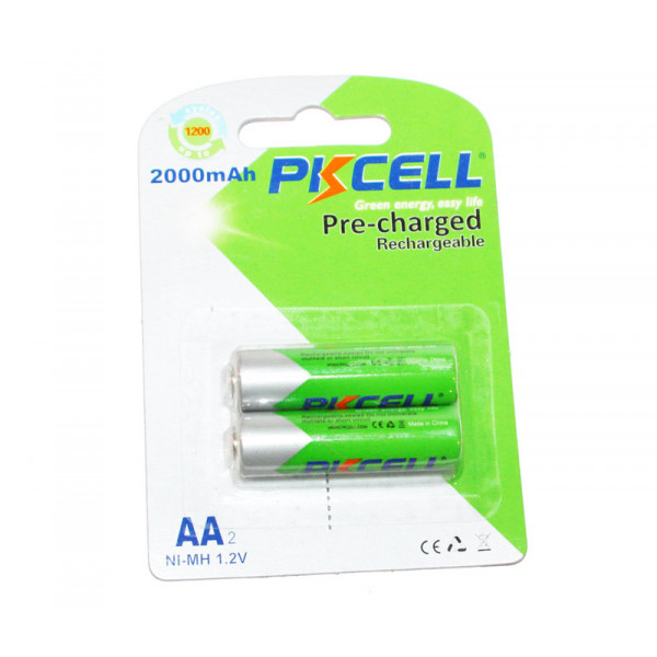 Акумулятор PKCELL 1.2V AA 2000mAh NiMH Already Charged, 2 штуки у блістері ціна за блістер, Q25