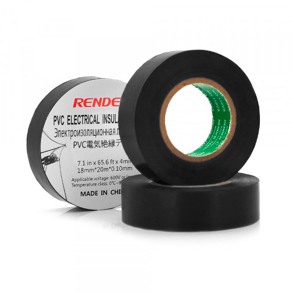 Ізолента RENDER 0,19 мм * 16 мм * 7м (чорна), temp: -10 + 80 ° С, 2000V, розтяж-180%, міцність 20Н / см, Агдезія 0,42 кг / 25мм, 10 шт. в уп. ціна за упак.